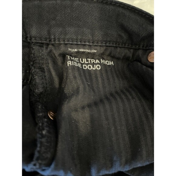 7 For All Mankind Dojo Ultra High-Rise Seamed DOJO Flare Jeans Black Sz 26 - Picture 4 of 9